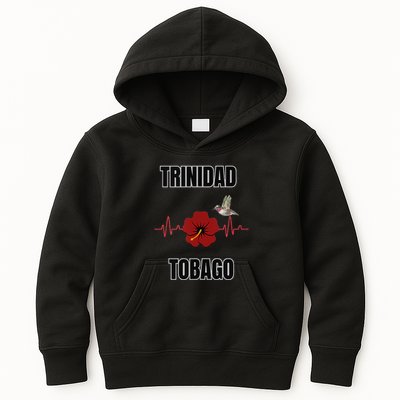 Trinidad Tobago Heartbeat Hibiscus Kids Hoodie