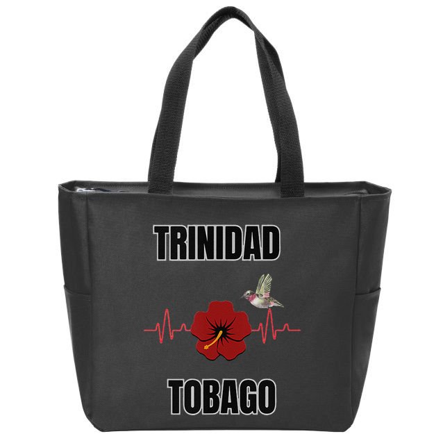 Trinidad Tobago Heartbeat Hibiscus Zip Tote Bag