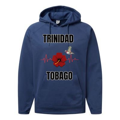 Trinidad Tobago Heartbeat Hibiscus Performance Fleece Hoodie