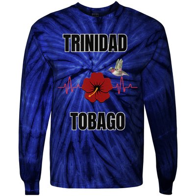 Trinidad Tobago Heartbeat Hibiscus Tie-Dye Long Sleeve Shirt