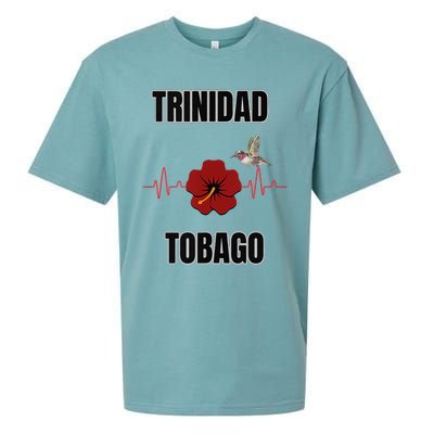 Trinidad Tobago Heartbeat Hibiscus Sueded Cloud Jersey T-Shirt