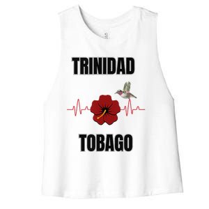 Trinidad Tobago Heartbeat Hibiscus Women's Racerback Cropped Tank