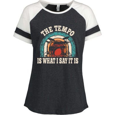 The Tempo Is What I Say It Is Drummer Funny Drumming Lover Enza Ladies Jersey Colorblock Tee