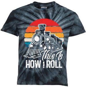 Train This Is How I Roll Train Lover Kids Tie-Dye T-Shirt