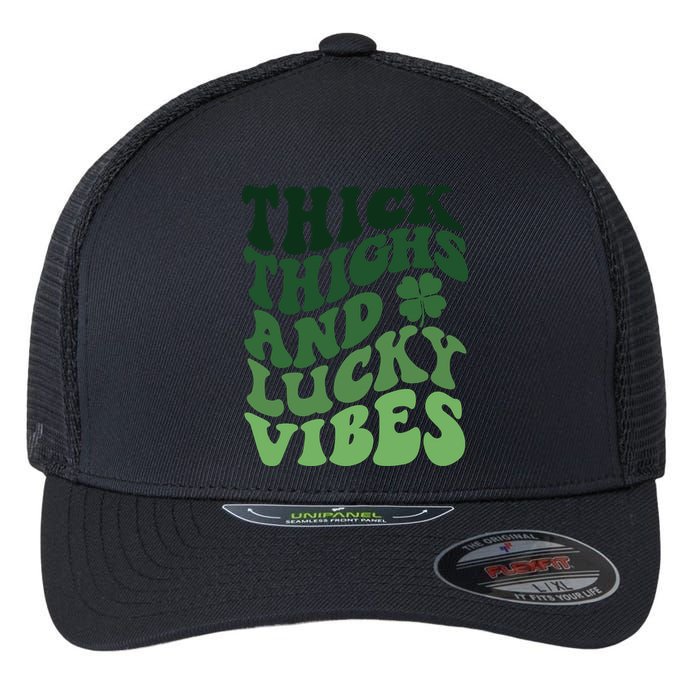 Thick Thighs Irish Vibes Retro St Paddy Flexfit Unipanel Trucker Cap