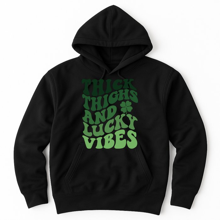 Thick Thighs Irish Vibes Retro St Paddy Hoodie