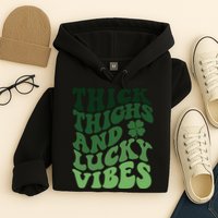 Thick Thighs Irish Vibes Retro St Paddy Hoodie