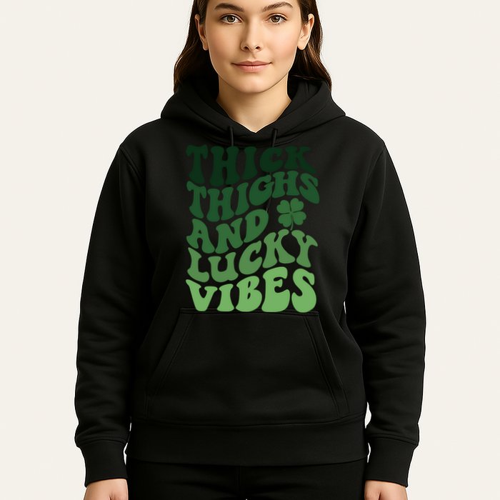 Thick Thighs Irish Vibes Retro St Paddy Hoodie
