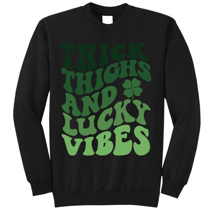 Thick Thighs Irish Vibes Retro St Paddy Sweatshirt
