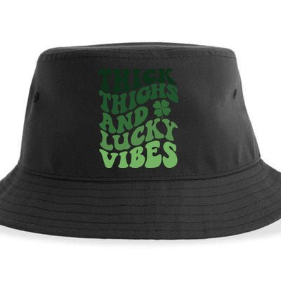 Thick Thighs Irish Vibes Retro St Paddy Sustainable Bucket Hat