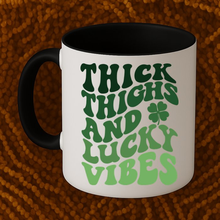 Thick Thighs Irish Vibes Retro St Paddy Mug