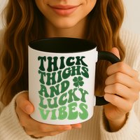 Thick Thighs Irish Vibes Retro St Paddy Mug