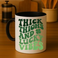 Thick Thighs Irish Vibes Retro St Paddy Mug