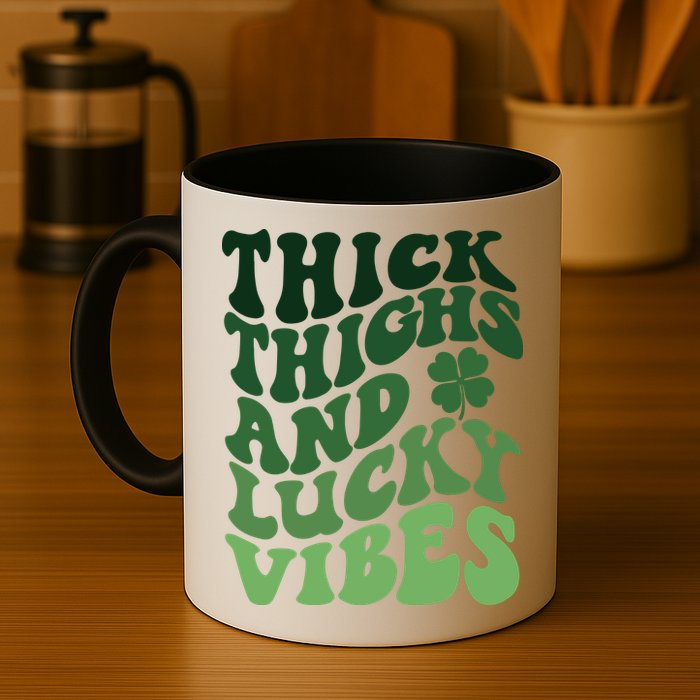 Thick Thighs Irish Vibes Retro St Paddy Mug