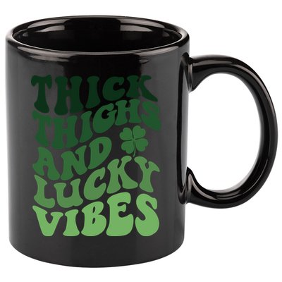 Thick Thighs Irish Vibes Retro St Paddy 11oz C Handle Ceramic Mug