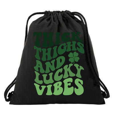 Thick Thighs Irish Vibes Retro St Paddy Drawstring Bag