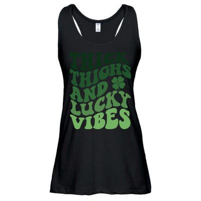 Thick Thighs Irish Vibes Retro St Paddy Ladies Essential Flowy Tank
