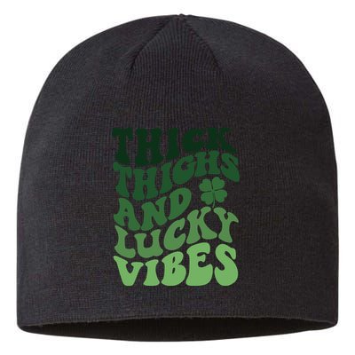 Thick Thighs Irish Vibes Retro St Paddy Sustainable Beanie