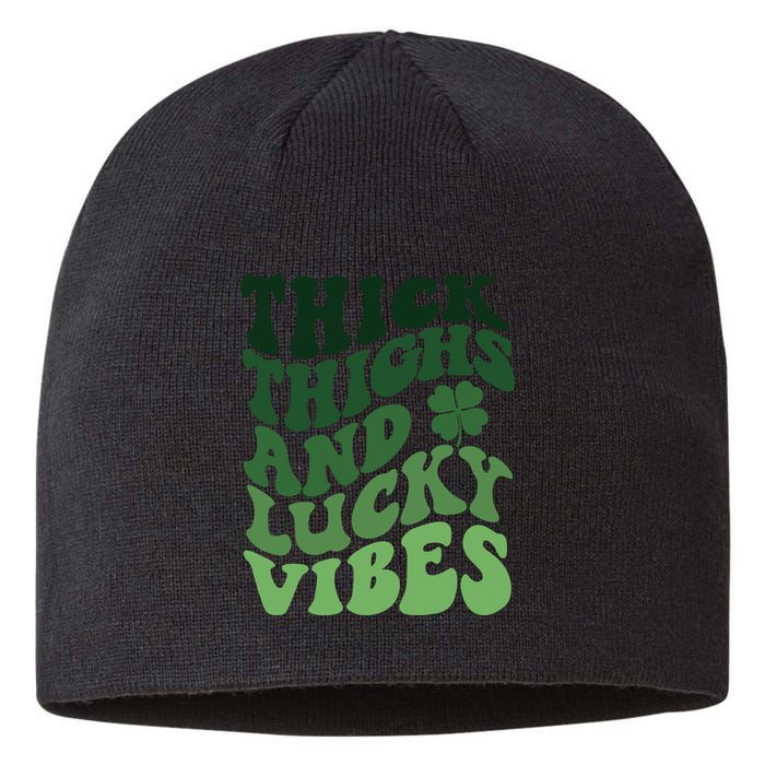 Thick Thighs Irish Vibes Retro St Paddy Sustainable Beanie