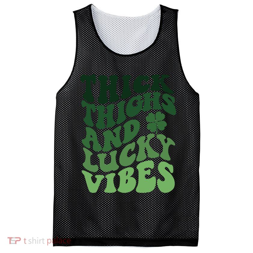 Thick Thighs Irish Vibes Retro St Paddy Mesh Reversible Basketball Jersey Tank