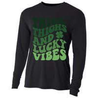 Thick Thighs Irish Vibes Retro St Paddy Cooling Performance Long Sleeve Crew