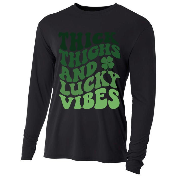 Thick Thighs Irish Vibes Retro St Paddy Cooling Performance Long Sleeve Crew