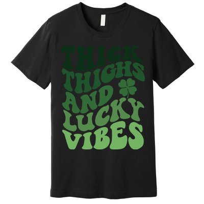 Thick Thighs Irish Vibes Retro St Paddy Premium T-Shirt