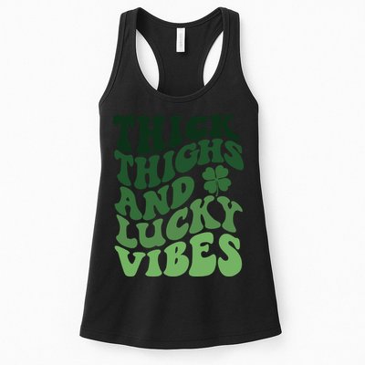 Thick Thighs Irish Vibes Retro St Paddy Womens Tank Top