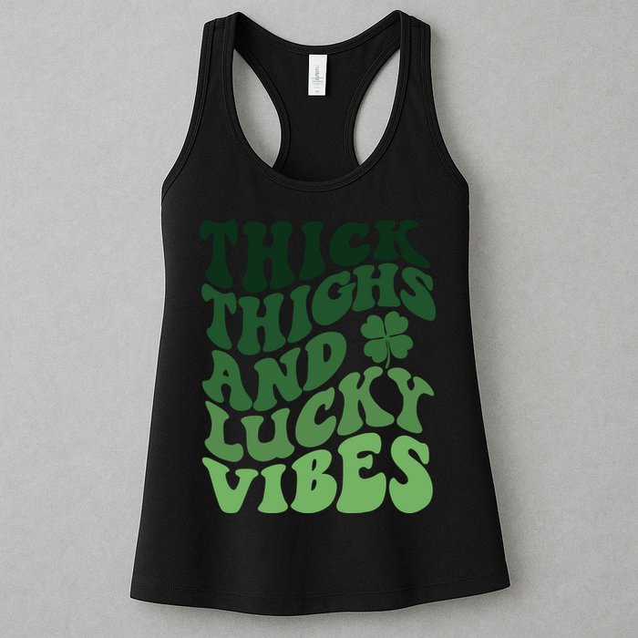 Thick Thighs Irish Vibes Retro St Paddy Womens Tank Top