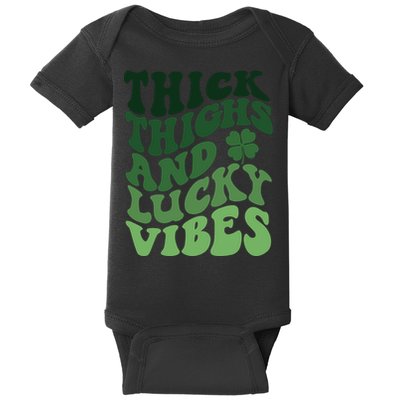 Thick Thighs Irish Vibes Retro St Paddy Baby Bodysuit