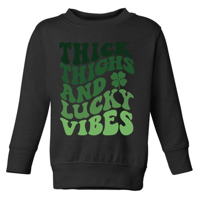 Thick Thighs Irish Vibes Retro St Paddy Toddler Sweatshirt