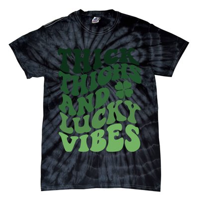 Thick Thighs Irish Vibes Retro St Paddy Tie-Dye T-Shirt