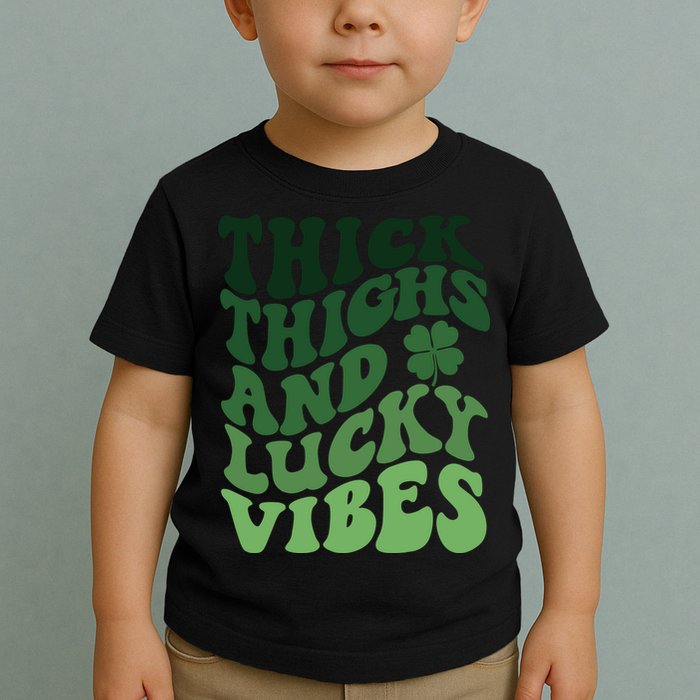 Thick Thighs Irish Vibes Retro St Paddy Toddler T-Shirt