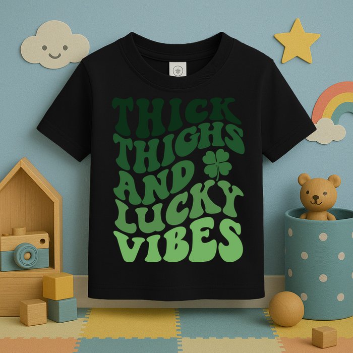 Thick Thighs Irish Vibes Retro St Paddy Toddler T-Shirt