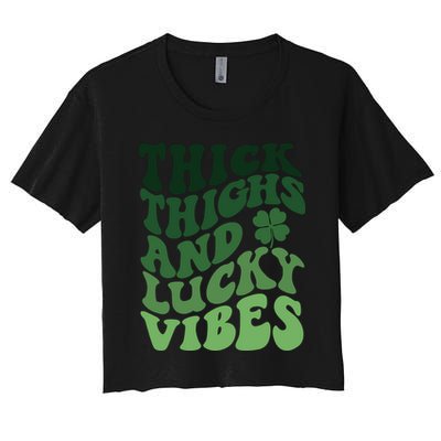 Thick Thighs Irish Vibes Retro St Paddy Crop Top