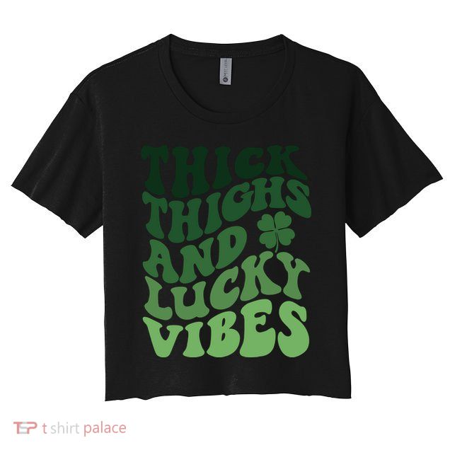 Thick Thighs Irish Vibes Retro St Paddy Crop Top