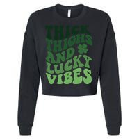 Thick Thighs Irish Vibes Retro St Paddy Cropped Pullover Crew