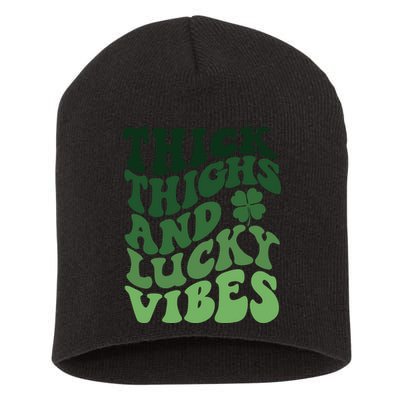 Thick Thighs Irish Vibes Retro St Paddy Short Acrylic Beanie