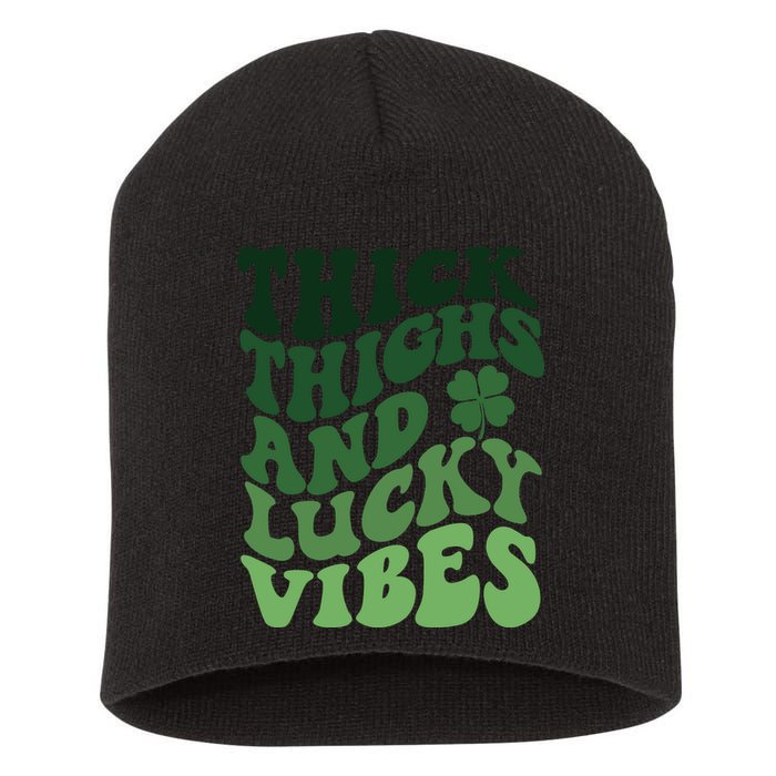 Thick Thighs Irish Vibes Retro St Paddy Short Acrylic Beanie