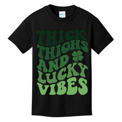Thick Thighs Irish Vibes Retro St Paddy Kids T-Shirt