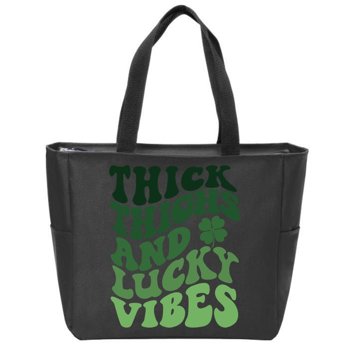 Thick Thighs Irish Vibes Retro St Paddy Zip Tote Bag