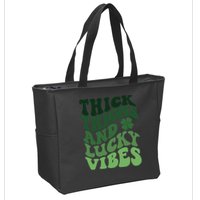 Thick Thighs Irish Vibes Retro St Paddy Zip Tote Bag
