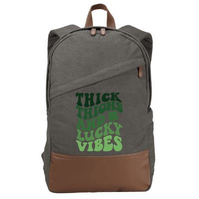 Thick Thighs Irish Vibes Retro St Paddy Cotton Canvas Backpack