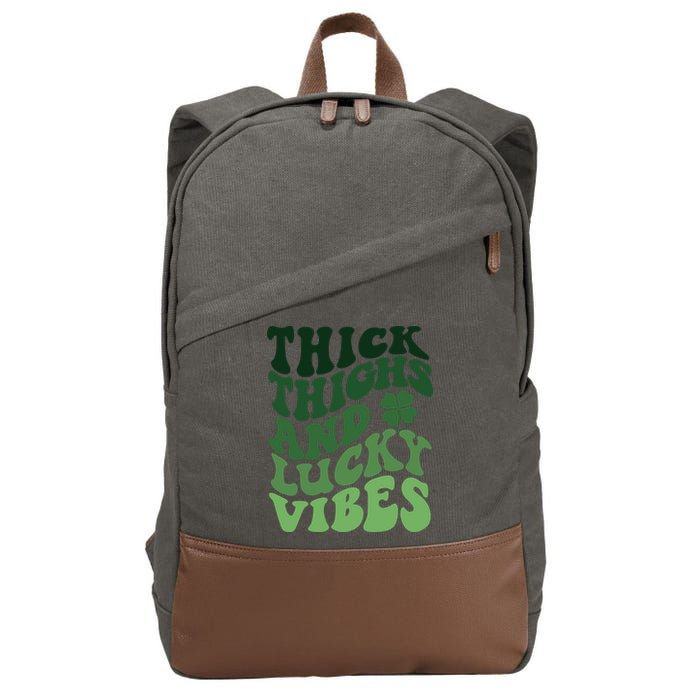 Thick Thighs Irish Vibes Retro St Paddy Cotton Canvas Backpack