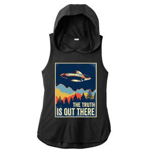 The Truth Is Out There Area 51 Alien UFO Ladies PosiCharge Tri-Blend Wicking Draft Hoodie Tank