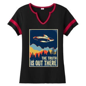 The Truth Is Out There Area 51 Alien UFO Ladies Halftime Notch Neck Tee