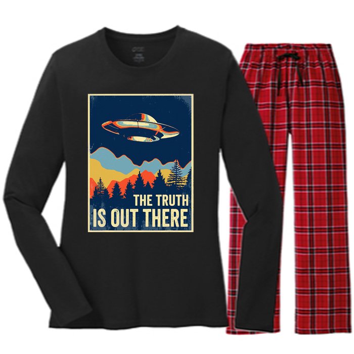 The Truth Is Out There Area 51 Alien UFO Women's Long Sleeve Flannel Pajama Set 