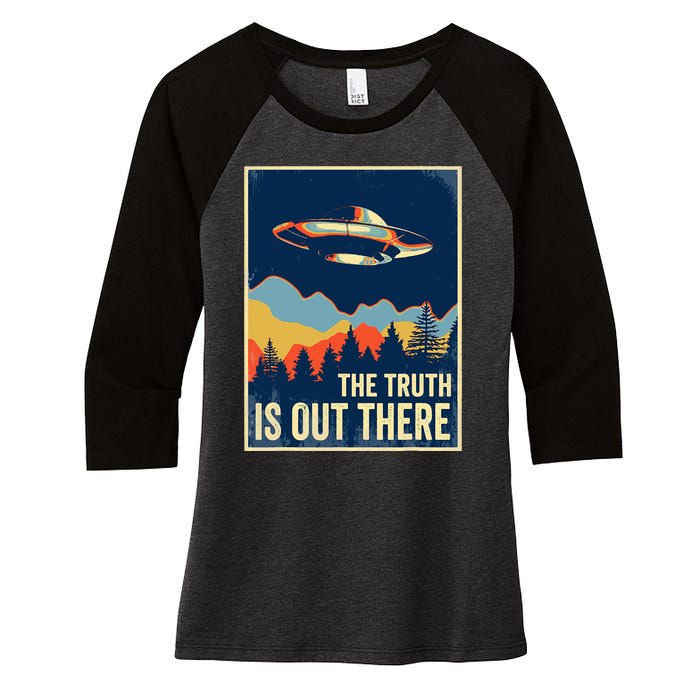 The Truth Is Out There Area 51 Alien UFO Women's Tri-Blend 3/4-Sleeve Raglan Shirt