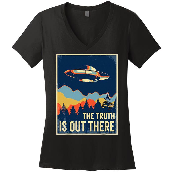 The Truth Is Out There Area 51 Alien UFO Women's V-Neck T-Shirt