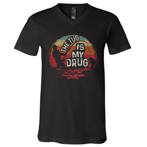 The Tug Is My Drug Funny Fishing V-Neck T-Shirt